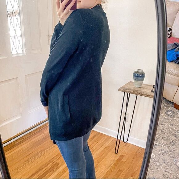 Theory Merino Wool Draped Open Front Cardigan Sweater - Picture 2 of 8